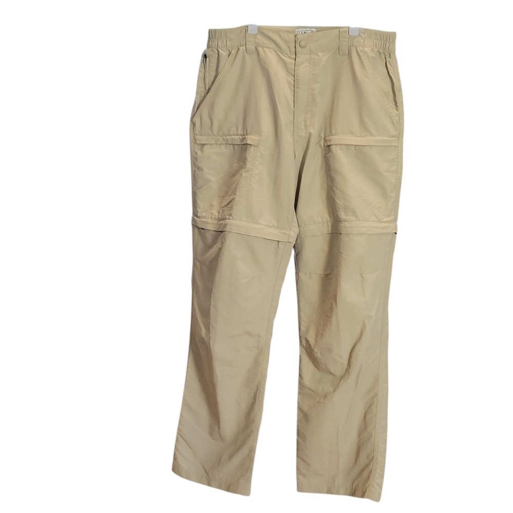 LL Bean Mens No Fly Zone Convertible Cargo Pants Tan Khaki Size Medium Hiking